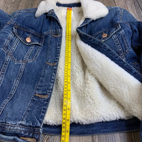 American Eagle Denim Trucker Jacket Sherpa Lined Size Small - Picture 6 of 6